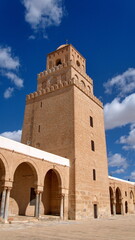 Fototapeta na wymiar Minaret on the Great Mosque of Kairouan in Kairouan, Tunisia