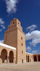 Fototapeta na wymiar Minaret on the Great Mosque of Kairouan in Kairouan, Tunisia