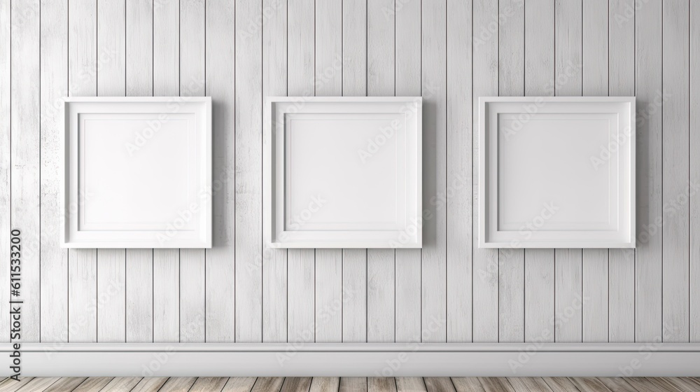 Poster blank wall. wooden picture frames in the a4 and a3 sizes. a case study. generative ai