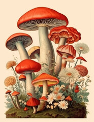 Vintage mushroom in the forest