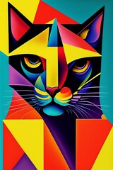 portrait cat style cubism art created with Generative AI technology