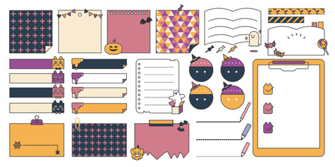 Fototapeta premium メモと付箋のベクター素材 セット ハロウィン