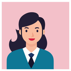 Isolated man and woman cartoon design, flat icon head avatar, Positive face businesswoman upper body icon vector illustration, person Illustration Isolated,  Modern Line Icon,  Cute Young Character 