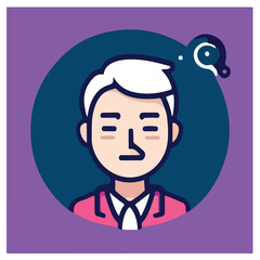 Isolated man and woman cartoon design, flat icon head avatar, Positive face businesswoman upper body icon vector illustration, person Illustration Isolated,  Modern Line Icon,  Cute Young Character 
