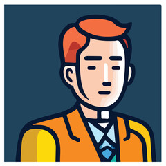 Isolated man and woman cartoon design, flat icon head avatar, Positive face businesswoman upper body icon vector illustration, person Illustration Isolated,  Modern Line Icon,  Cute Young Character 