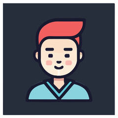 Isolated man and woman cartoon design, flat icon head avatar, Positive face businesswoman upper body icon vector illustration, person Illustration Isolated,  Modern Line Icon,  Cute Young Character 