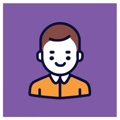 Isolated man and woman cartoon design, flat icon head avatar, Positive face businesswoman upper body icon vector illustration, person Illustration Isolated,  Modern Line Icon,  Cute Young Character 