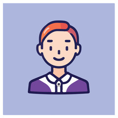 Isolated man and woman cartoon design, flat icon head avatar, Positive face businesswoman upper body icon vector illustration, person Illustration Isolated,  Modern Line Icon,  Cute Young Character 
