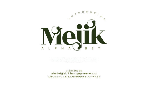 Naklejka Elegant luxury abstract wedding fashion logo font alphabet. Minimal classic  urban fonts for logo, brand etc. Typography typeface uppercase lowercase and number. vector illustration