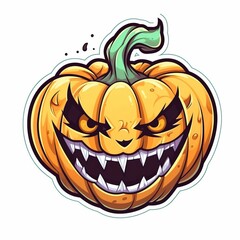 Illustration of adorable cute halloween jack o lantern isolated on white made with Generative AI
