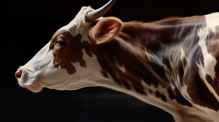 AI Generative. close up of brown white cow
