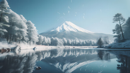 冬の雄大なる富士山 No.008 |  The Majestic Beauty of Mount Fuji in Winter Generative AI