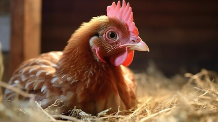 AI Generative. The soft crackling of straw beneath the weight of a nesting hen