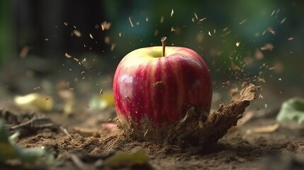 AI Generative. The thud of a falling apple hitting the ground