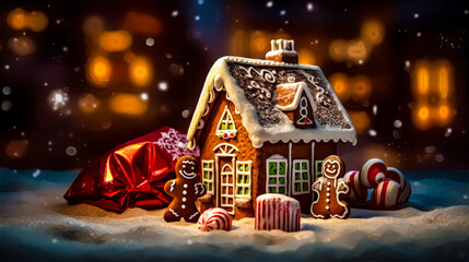 Gingerbread house with christmas decorations
