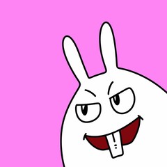 cute rabbit cartoon character on pink background