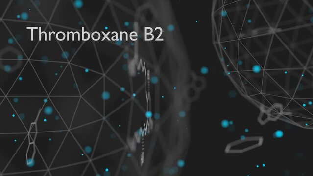 Thromboxane B2 biomolecule molecular formula. Skeletal molecule structure