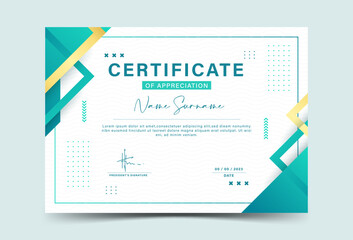 Dark green and gold geometric effect achievement certificate template Vector blank design achievement certificate template