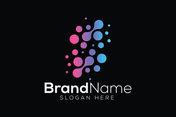 Halftone dot technology logo design template