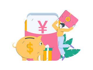 Internet finance and wealth management investment flat vector concept operation hand drawn illustration
