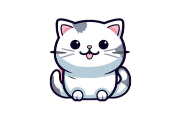Kawaii Kitten Sticker Design. Thick Stroke. Generative AI