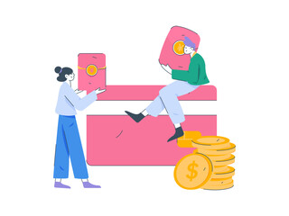 Internet finance and wealth management investment flat vector concept operation hand drawn illustration
