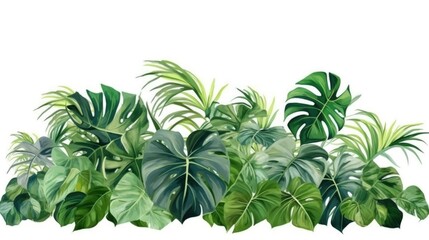 Fototapeta na wymiar Exotic plant, palm leaf, monstera on isolated white background, watercolor illustration.Generated with AI
