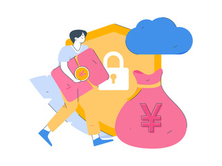 Internet finance and wealth management investment flat vector concept operation hand drawn illustration
