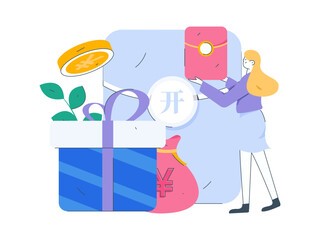 Internet finance and wealth management investment flat vector concept operation hand drawn illustration
