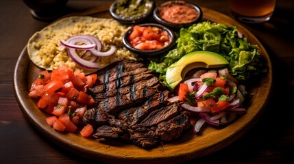 Fototapeta na wymiar Flavors of Mexico: Carne Asada Steak