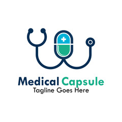 Medical capsule design logo template illustration