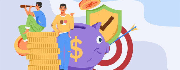 Internet finance and wealth management investment flat vector concept operation hand drawn illustration
