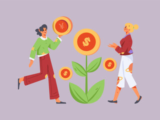 Internet finance and wealth management investment flat vector concept operation hand drawn illustration
