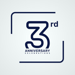 3rd anniversary logo design with double line style concept, logo vector template