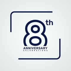 8th anniversary logo design with double line style concept, logo vector template