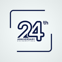 24th anniversary logo design with double line style concept, logo vector template