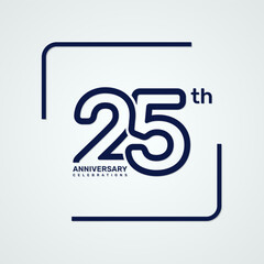 25th anniversary logo design with double line style concept, logo vector template