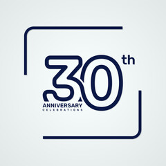 30th anniversary logo design with double line style concept, logo vector template