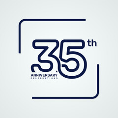 35th anniversary logo design with double line style concept, logo vector template