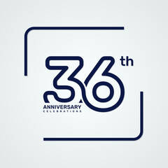 36th anniversary logo design with double line style concept, logo vector template