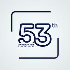 53th anniversary logo design with double line style concept, logo vector template