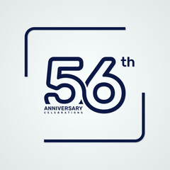 56th anniversary logo design with double line style concept, logo vector template