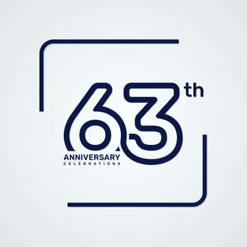 63th anniversary logo design with double line style concept, logo vector template