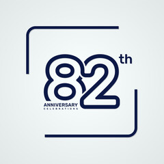82th anniversary logo design with double line style concept, logo vector template