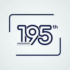 195th anniversary logo design with double line style concept, logo vector template