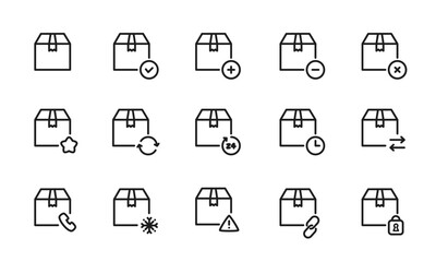 小包のアイコンセット/箱/宅配/荷物/包装/イラスト/ベクター