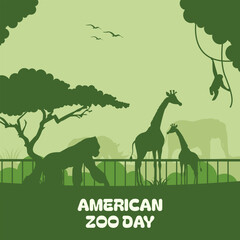 American Zoo Day on 01 July banner template design for poster, card etc