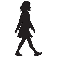 Obraz na płótnie Canvas A Girl Walking Vector silhouette illustration