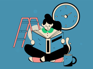 Education learning people flat vector concept hand drawn illustration
