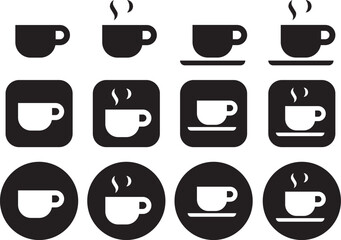 Fototapeta premium コーヒーアイコンのモノクロのベクターイラストセット